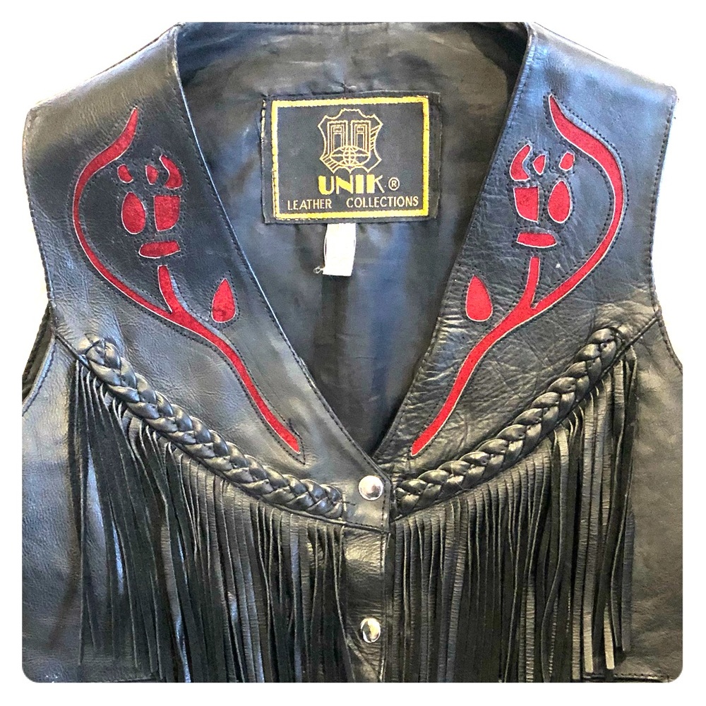UNIK leather riding vest with rose detail